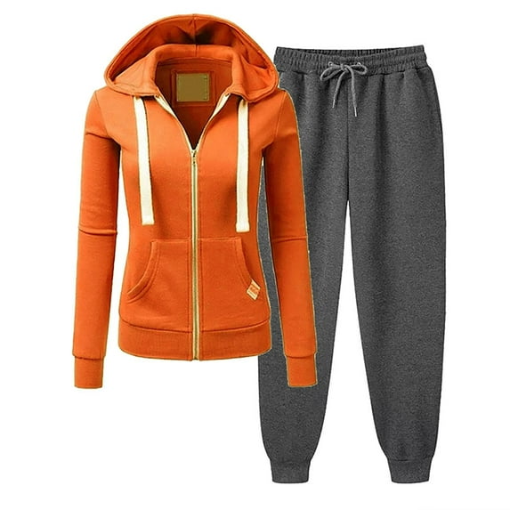 Xysaqa 2 Piece Outfits for Women's Jogging Suits Sweatsuits Long Sleeve Hoodie Jacket and Sweatpants Jogger Workout Tracksuit Set S-3XL Clearance