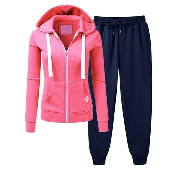 Xysaqa 2 Piece Outfits for Women's Jogging Suits Sweatsuits Long Sleeve Hoodie Jacket and Sweatpants Jogger Workout Tracksuit Set S-3XL Clearance