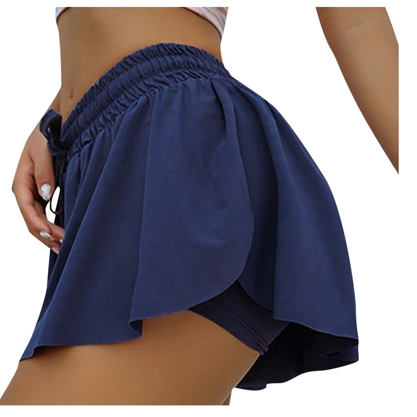 2 in 1 Flowy Running Shorts for Women Gym Yoga Athletic Womens Workout  Biker Lounge Sweat Skirt Summer 