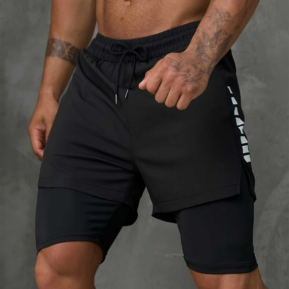 Xysaqa 2 in 1 Running Shorts for Men Lightweight Jogging Basketball Shorts Athletic Gym Workout Shorts with Compression Liner Summer Savings