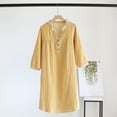 thumbnail image 1 of Xysaqa 3/4 Sleeves Cotton Nightgowns for Women Trendy Sleepwear Plaid Henleys V Neck Nightshirts Soft Comfy Night Gowns Lightweight Short Sleeve Sleep Dress Clothes S-XL Yellow, 1 of 3