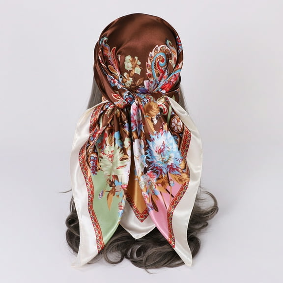 Xysaqa 35"x35" Square Silk Like Head Scarf - Women's Fashion Silk Feeling Scarf for Hair Wrapping and Sleeping at Night Clearance