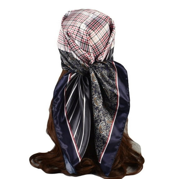 Xysaqa 35"x35" Square Silk Like Head Scarf - Women's Fashion Silk Feeling Scarf for Hair Wrapping and Sleeping at Night