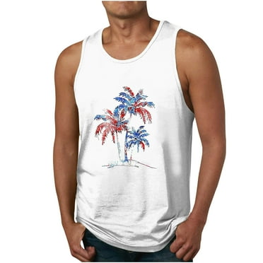 Xysaqa 4th of July Mens American Flag Workout Tank Tops Sleeveless Shirts for Men Big & Tall Casual Summer Beach Fitness Running Gym Tops Tops Muscle Graphic Tees for Men M-6XL