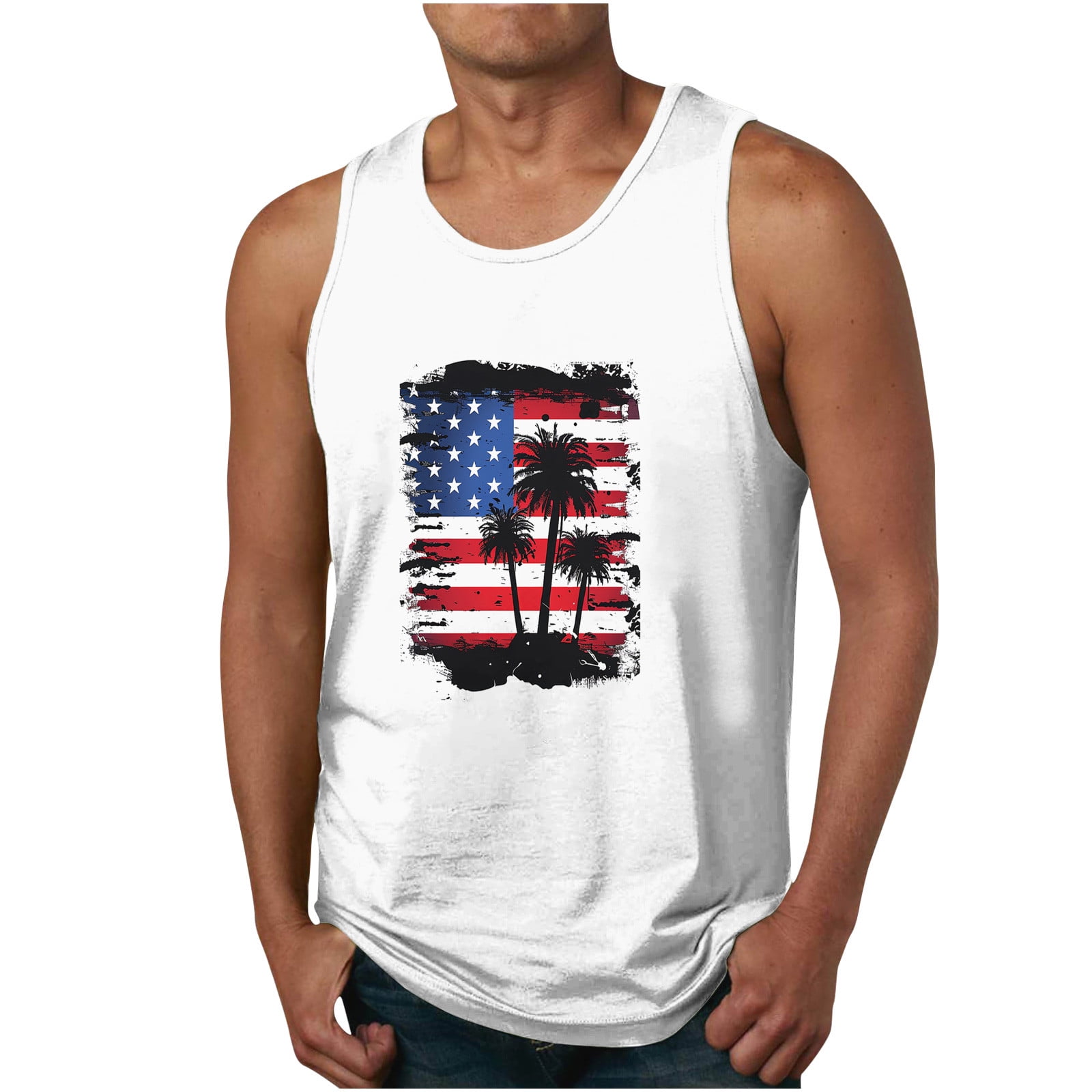 Women's 4th Of July Tank Top - American Flag Print Sleeveless Tee, Casual Summer Blouse (Blue, Size S) - View #10