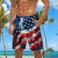 thumbnail image 1 of Xysaqa American Flag Board Shorts, Mens Swim Trunks, Big & Tall Men's Swimwear, USA Flag Printed Beach Shorts Swimming Bathing Suits 3X 4X 5X Summer Savings, 1 of 5