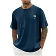 thumbnail image 1 of Xysaqa Beach Shirts for Men Mens Summer Shirts Men's Palm Tree Print T-Shirts Short Sleeve Crew Neck Casual Tee Shirt Loose Fitted Cute Tops S-5Xl （Available In Big & Tall) Men Shirts Casual On Cleara, 1 of 5