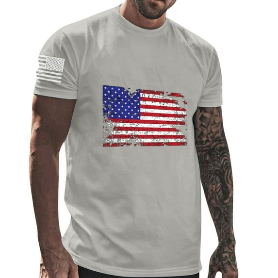 Xysaqa Beach Shirts for Men Mens Summer Shirts Mens Shirts, Men's American Flag Graphic Shirt Cotton Short Sleeve T Shirt Gym Workout Usa Flag Patriotic Tees Tops M-3Xl Men Shirts Casual On Clearance