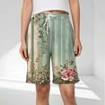 thumbnail image 1 of Xysaqa Bermuda Shorts for Women Trendy Floral Print Womens Knee Length Lounge Shorts Casual Drawstring High Waisted Gym Workout Athletic Shorts S-2XL Summer Savings, 1 of 6