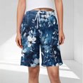 thumbnail image 1 of Xysaqa Bermuda Shorts for Women Trendy Floral Print Womens Knee Length Lounge Shorts Casual Drawstring High Waisted Gym Workout Athletic Shorts S-2XL Summer Savings, 1 of 6