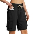 thumbnail image 1 of Xysaqa Bermuda Shorts for Women Knee Length Casual Cargo Shorts with Multi Pockets Comfortable Drawstring Elastic High Waisted Shorts S-2XL, 1 of 9