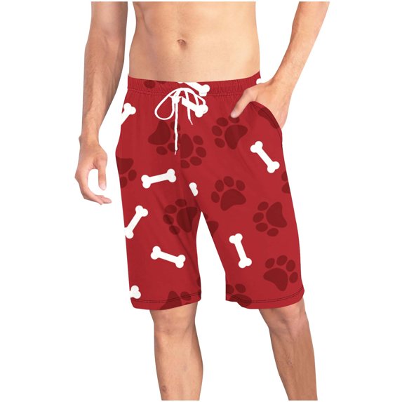 Xysaqa Big & Tall Men's Pajama Short Pants, Funny Dog Paw Printed Lounge Shorts for Women Plus Size Soft Elastic Waist Sleep Shorts 3X 4X 5X Summer Savings (Unisex)