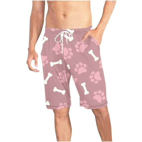 Xysaqa Big & Tall Men's Pajama Short Pants, Funny Dog Paw Printed Lounge Shorts for Women Plus Size Soft Elastic Waist Sleep Shorts 3X 4X 5X Summer Savings (Unisex)