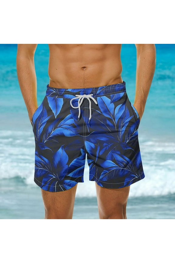 Big & Tall Men's Swim Trunks Swimsuit Mens Floral Print Swim Board Short Bathing Suit Trendy Men Hawaiian Beach Shorts with Pockets & Elastic Waist 3X 4X 5X