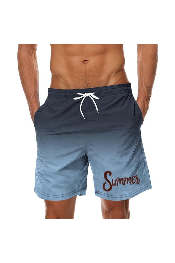 Big & Tall Mens Swim Trunks Gradient Color Men's Swimwear Swimsuits Hawaiian Beach Shorts Men Swimming Trunks Casual Summer Board Shorts Bathing Suits 3X 4X 5X Clearance