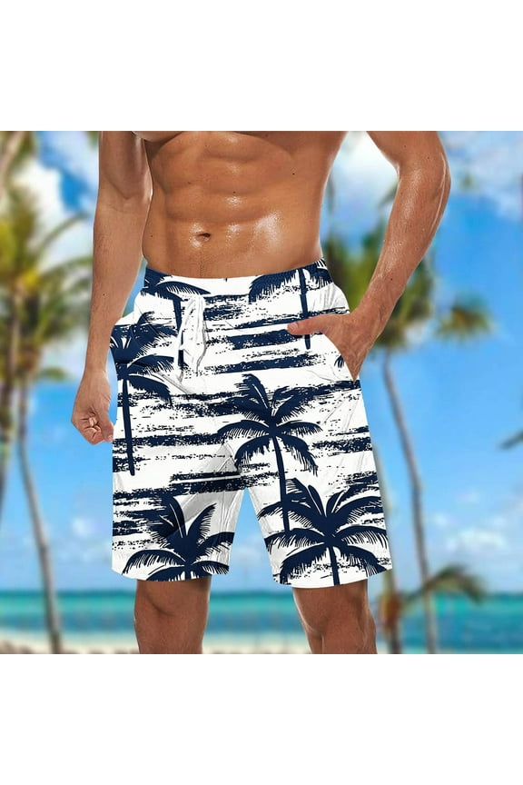 Big & Tall Mens Swim Trunks Novelty Tropical Printed Swimming Board Shorts Swimwear Hawaiian Beach Holiday Party Summer Bathing Suits with Pockets 3X 4X 5X Clearance