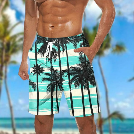 Xysaqa Big & Tall Mens Swim Trunks Novelty Tropical Printed Swimming Board Shorts Swimwear Hawaiian Beach Holiday Party Summer Bathing Suits with Pockets & Elastic Waist 3X 4X 5X Summer Savings