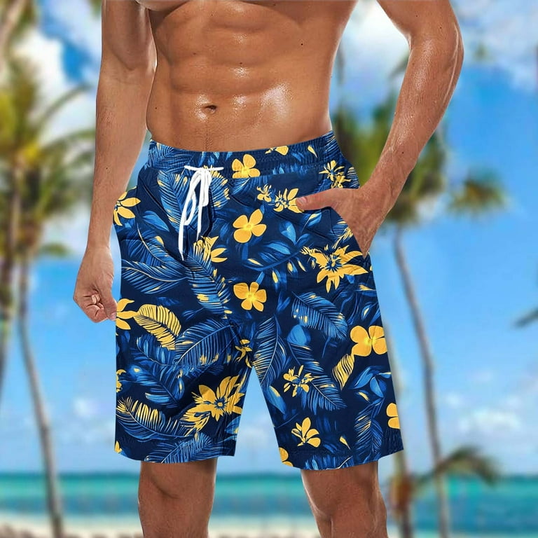 Xysaqa Big Tall Mens Swim Trunks Palm Tree Print Men's Swimwear