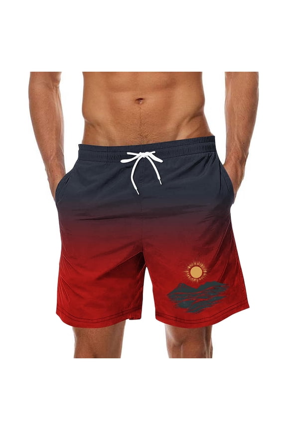 Big & Tall Shorts Mens Swim Trunks Swimsuit Gradient Tropical Print Beach Shorts Bathing Suits Summer Hawaiian Boardshorts with Pockets & Elastic Waist Drawstring 3X 4X 5X Clearance