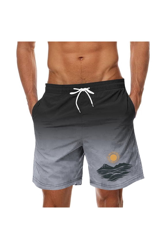 Big & Tall Shorts Mens Swim Trunks Swimsuit Gradient Tropical Print Beach Shorts Bathing Suits Summer Hawaiian Boardshorts with Pockets & Elastic Waist Drawstring 3X 4X 5X Clearance