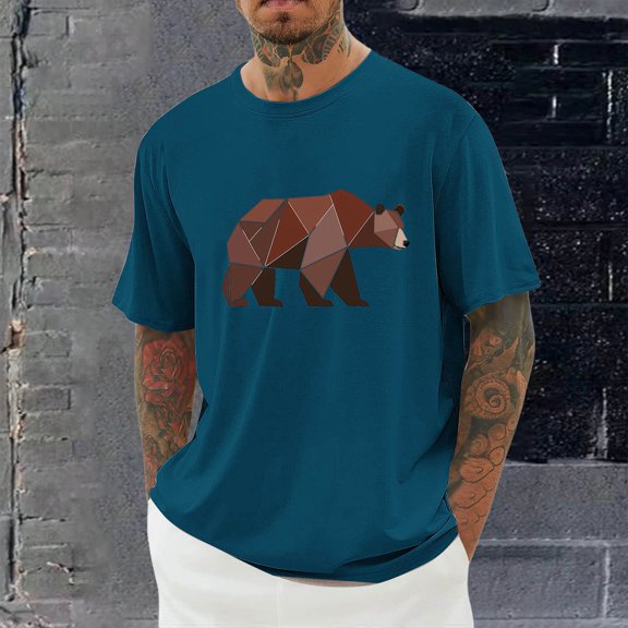 Xysaqa Big & Tall T Shirt for Men Funny Cool Animals Puzzle Print Shirts Novelty Graphic Tees for Men Boys Summer Short Sleeve Gym Workout Shirts 2X 3X 4X