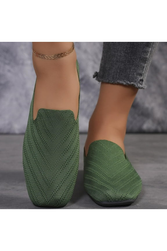 Black Flats for Women, Womens Golf Shoes Women's foreign Trade Large Size New Flat Casual Work Shoes Flying Knitting Round Head Shallow Mouth Retro Slip-on Shoes Mary Janes Flats on Clearance