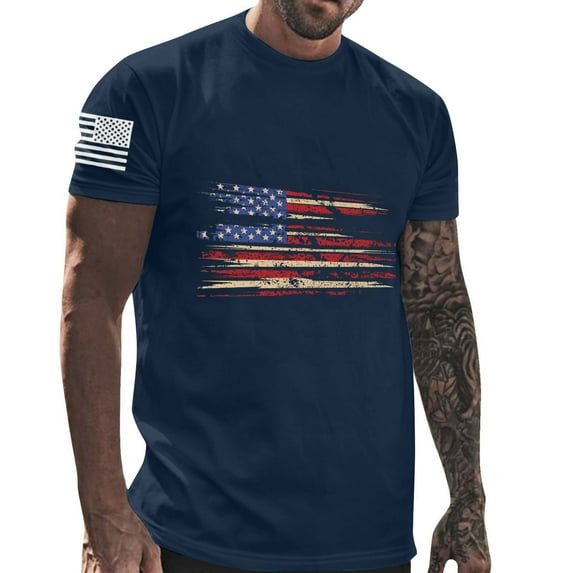 Xysaqa Black T Shirts for Men Funny Shirts Men's American Flag T-Shirts Cotton Short Sleeve Graphic Tee Usa Flag Distressed Patriotic Shirts M-3Xl Men's T-Shirts On Clearance