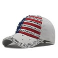 thumbnail image 1 of Xysaqa Bling Rhinestone Baseball Cap Patriotic Hat for Women Men American Flag Vintage Distressed Street Hat, 1 of 3