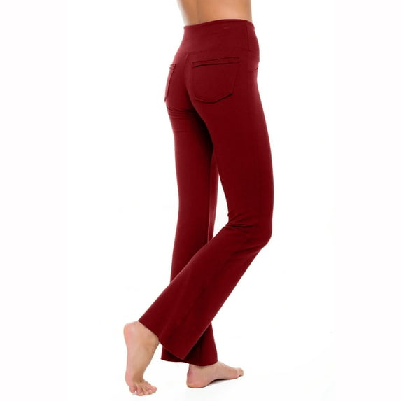 Xysaqa Boot-Cut Yoga Pants for Women with Pockets High Waisted Workout Pants Tummys Control Bootleg Work Pants for Women XS-4XL Available in Plus Size
