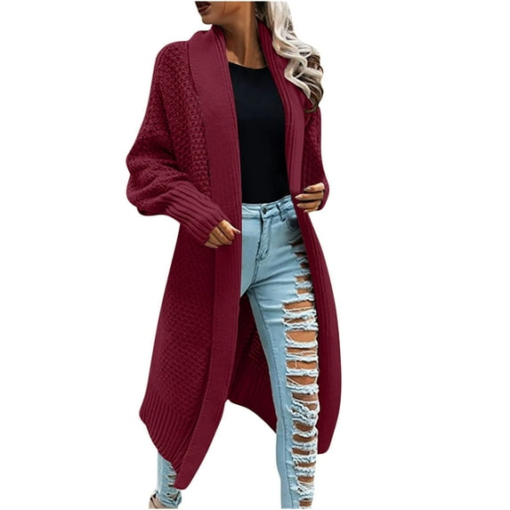 Xysaqa Cardigan Sweaters for Women, Women's Open Front Long Cardigans Fall Long Sleeve Shawl Collar Knit Sweater Jacket Winter Coat Outwear S-XXL
