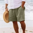 thumbnail image 1 of Xysaqa Casual Big & Tall Linen Shorts for Men, Mens Cotton Lightweight Elastic Waist Yoga Jogger Beach Shorts with Pockets & Drawstring, 1 of 6