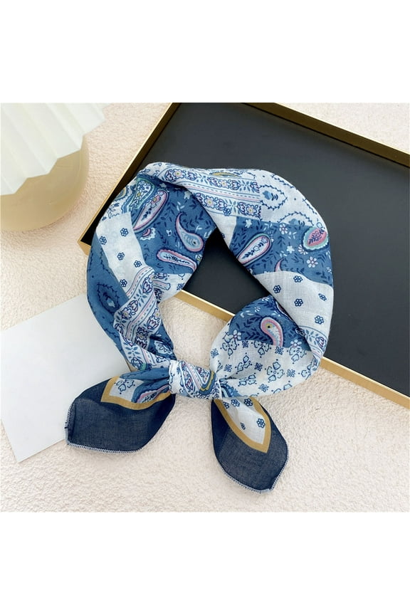 Cotton Linen Small Square Head Scarf for Women, 22 × 22 inches Kerchief, Boho Headbands for Women Breathable Hair Scarf Hair Scarves for Teen Girls