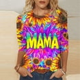 thumbnail image 1 of Xysaqa Floral Mama Shirts for Women Funny Mom Letter Graphic Tee Shirt Casual Summer 3/4 Sleeve Crewneck Tops Mother's Day Mom Gifts Yellow XL Clearance, 1 of 5