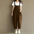 thumbnail image 1 of Xysaqa Flowy Pants, Women Summer Cotton Linen Bib Overalls Casual Adjust Straps Baggy Pants Rompers Jumpsuits with Pockets S-5Xl (Available In Plus Size), 1 of 6