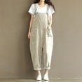 thumbnail image 1 of Xysaqa Formal Jumpsuit for Women Evening Party, Women Summer Cotton Linen Bib Overalls Casual Adjust Straps Baggy Pants Rompers Jumpsuits with Pockets S-5Xl (Available In Plus Size), 1 of 7