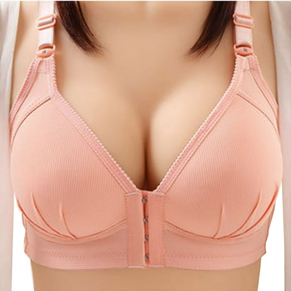 Xysaqa Front Closure Bras for Women Push Up Wireless Bra Seamless Comfy Full-Coverage Brassiere Plus Size Everyday Wear