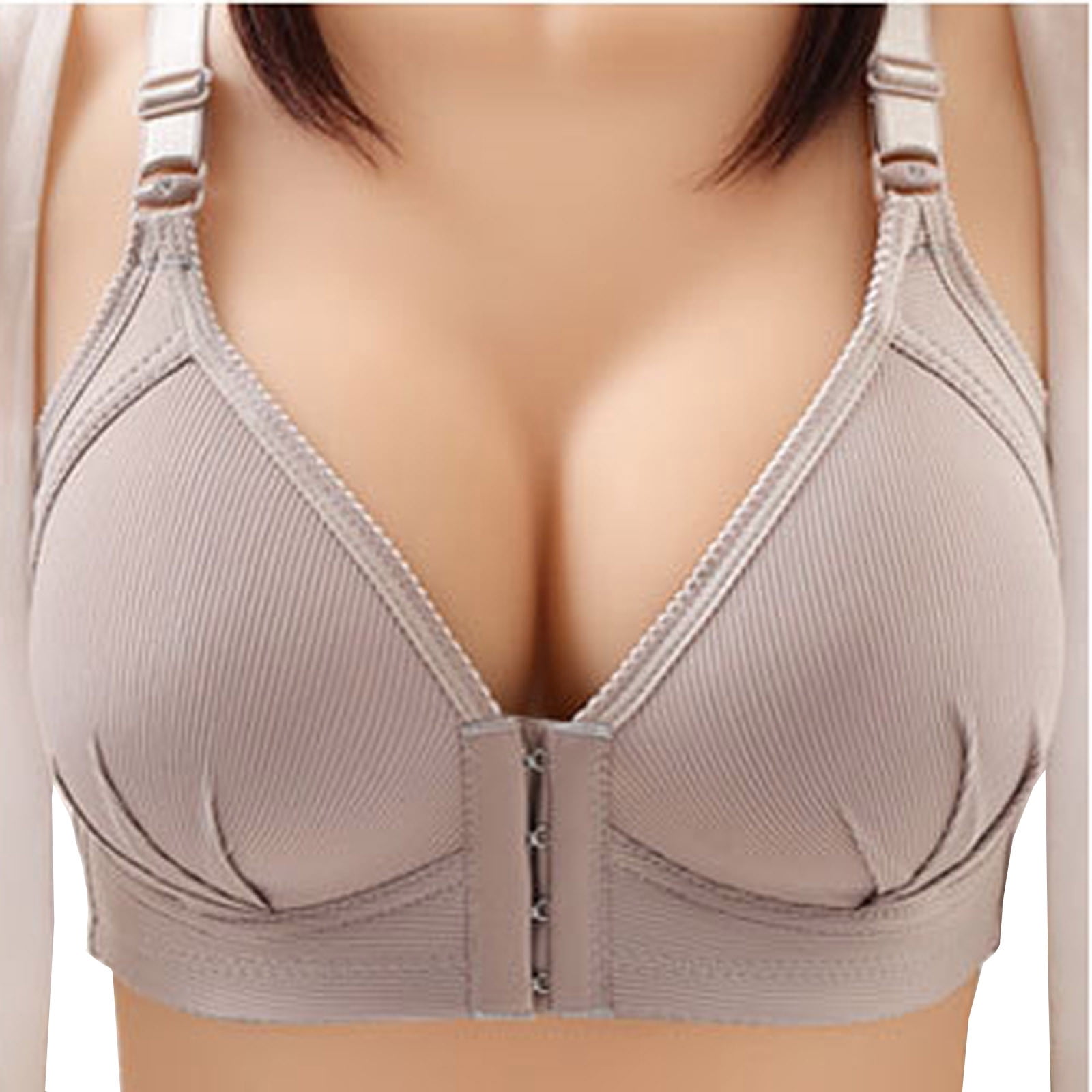 Xysaqa Front Closure Bras for Women Push Up Wireless Bra Seamless Comfy  Full-Coverage Brassiere Plus Size Everyday Wear 