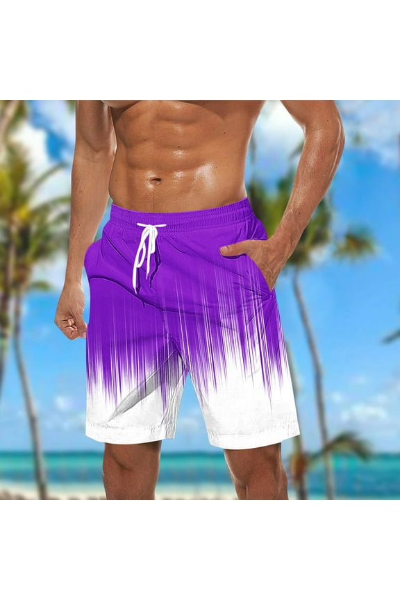 Gradient Color Mens Swim Trunks Big & Tall Bathing Suits Swimwear Elastic Waist Board Shorts Beach Holiday Party Summer Swimming Shorts for Men Clearance 3X 4X 5X