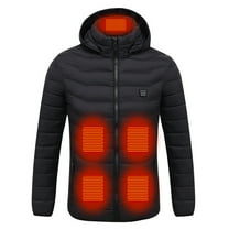 Xysaqa Heated Jacket for Men Women Big & Tall Winter Outdoor Soft Jackets Electric Heating Coat with Pockets and Detachable Hood S-6XL