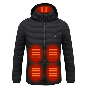 Xysaqa Heated Jacket for Men Women Big & Tall Winter Outdoor Soft Jackets Electric Heating Coat with Pockets and Detachable Hood S-6XL