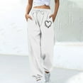 thumbnail image 1 of Xysaqa High Waisted Sweatpants Women Workout Gym Athletic Jogger Sweat Pants Womens Cuffed Bottom Baggy Lounge Pants with Pockets White L, 1 of 3