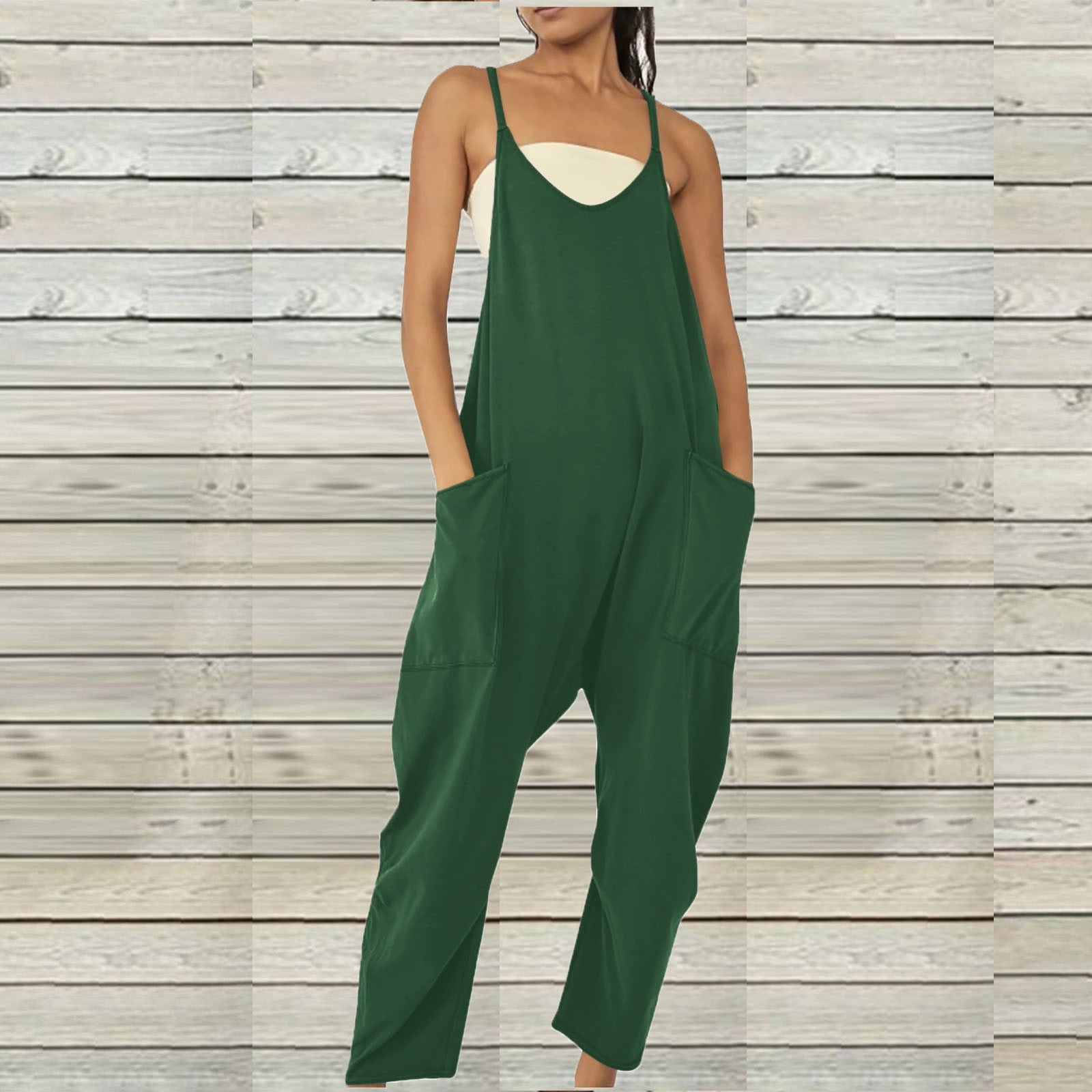Buauty Women's Short Sleeveless Romper - Casual Summer Jumpsuit With Adjustable Straps & Pockets, Loose Fit Sundress Style