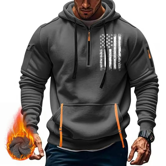 Xysaqa Hoodies for Men Teen Boys 14-16, Men's Novelty Hoodies American Flag Print Graphic Pullover Tops Spring Fall Clothes Sport Hooded Sweatshirt with Pocket M-3XL