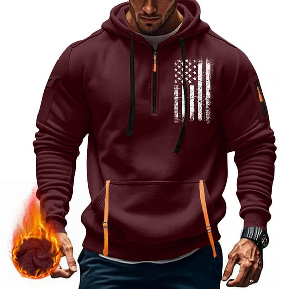 Xysaqa Hoodies for Men Teen Boys 14-16, Men's Novelty Hoodies American Flag Print Graphic Pullover Tops Spring Fall Clothes Sport Hooded Sweatshirt with Pocket M-3XL