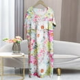 thumbnail image 1 of Xysaqa House Dresses Womens Nightgown Floral Print Sleepwear Cotton Casual Short Sleeve Pajama Dress Ruffle Front Old Lady Lounge Dress Plus Size 2X 3X 4X Clearance Hot Pink, 1 of 3