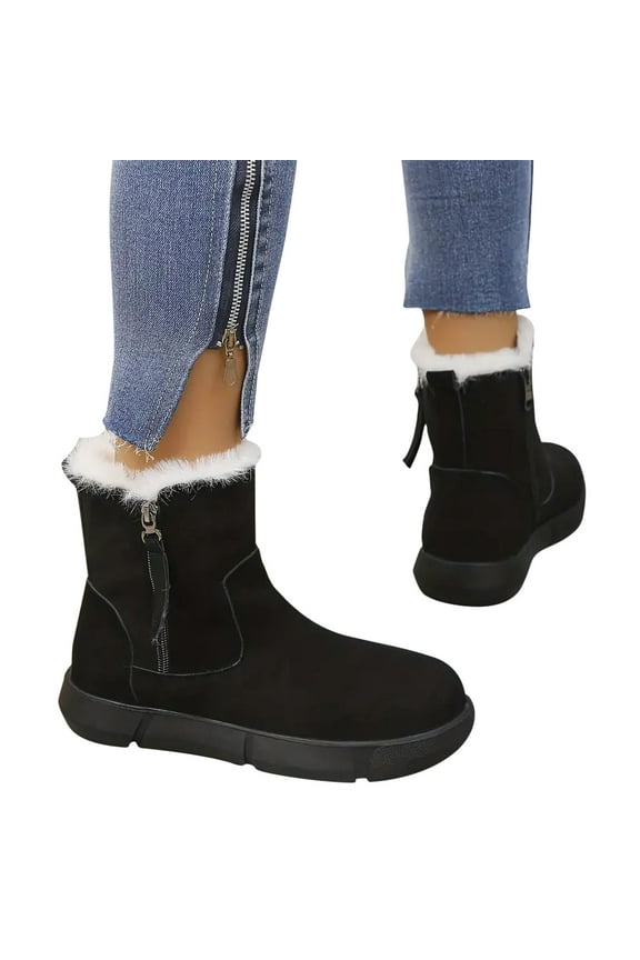 House Slippers for Woman, Winter Clearance Shoes Women Round-Toe Flat-Soled Short-Tube Plus Velvet Thickened Warm Boots/Cotton Shoes Slippers for Women on Clearance