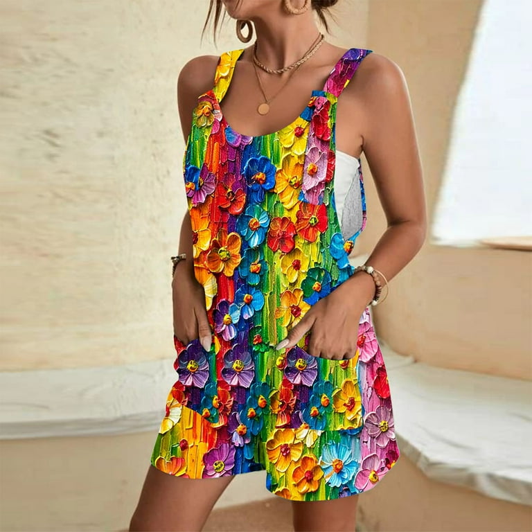 Floral Print Short Sleeve Pocket Jumpsuit Floral Print Short Sleeve Pocket Jumpsuit
