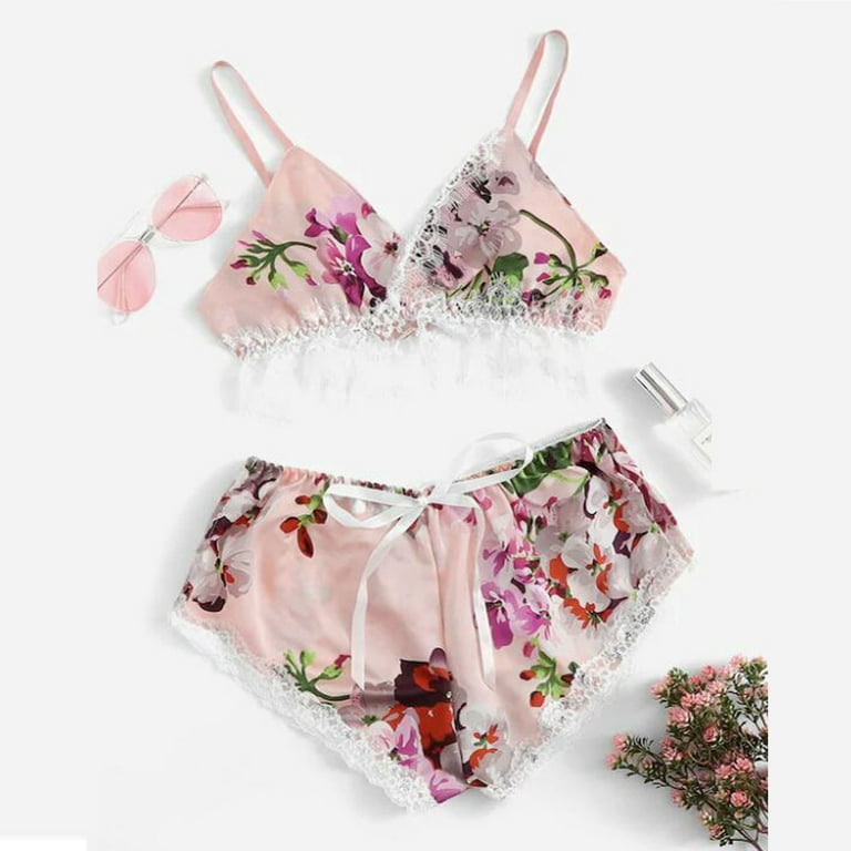 Buy 4 Piece set of Printed Short Nighty , Robe and Bra-Brief in