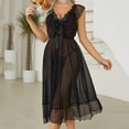 thumbnail image 1 of Xysaqa Lingerie for Women Sexy Long Lace Dress Lightweight Mesh Sheer Nightgown for Women V Neck Maxi Dresses, 1 of 9