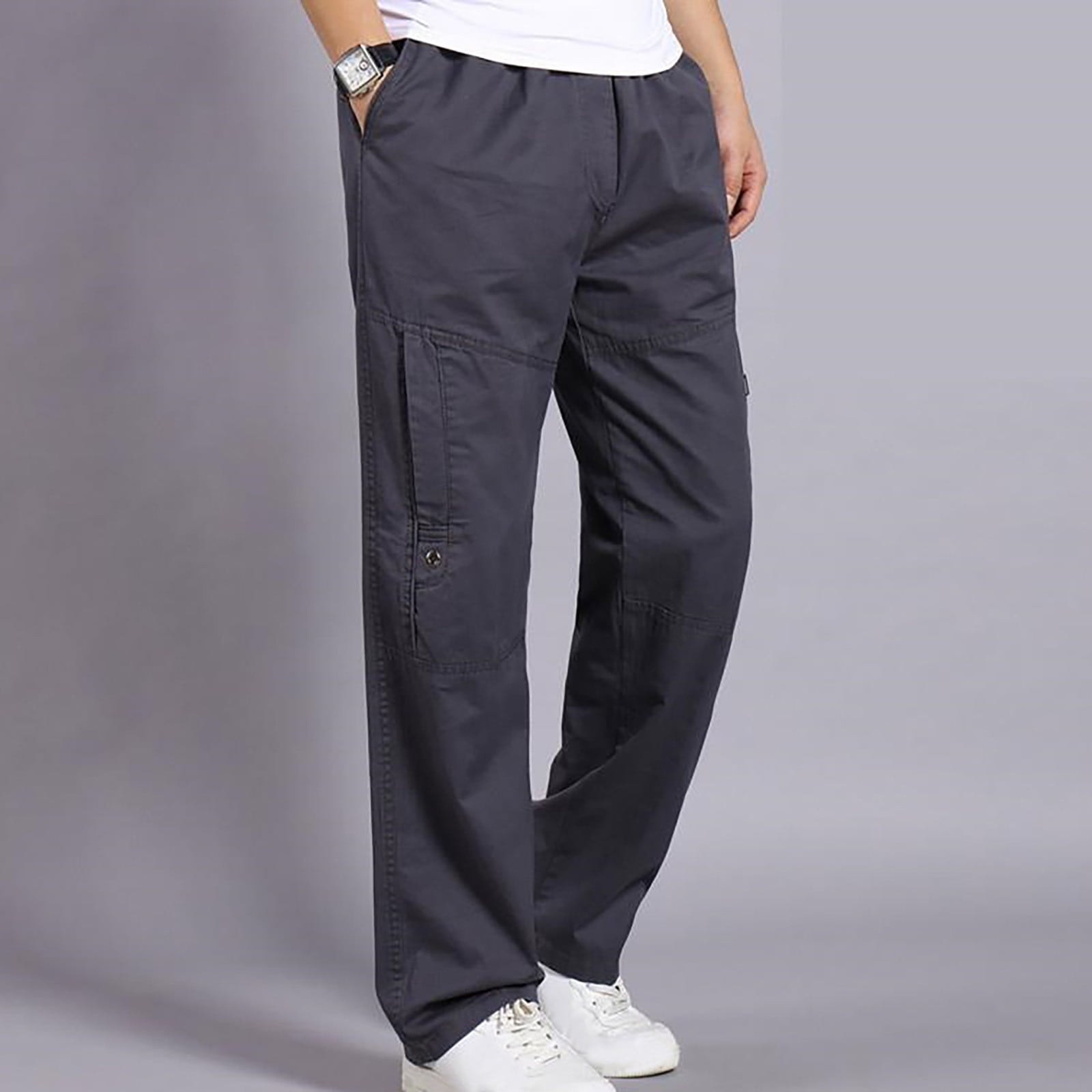 Xysaqa Men Big & Tall Cargo Pants, Men's Casual Military Cargo Work ...